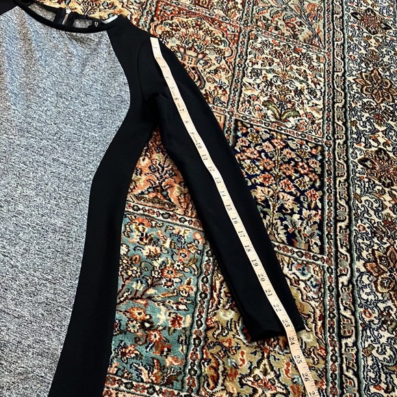 Black and grey exposed silver zipper stretch dress - Picture 7 of 12